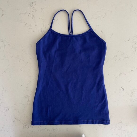 Lululemond Power Y Tank * Luon Light Yoga Workout Rback Top Blue Sz 6 - Picture 1 of 9